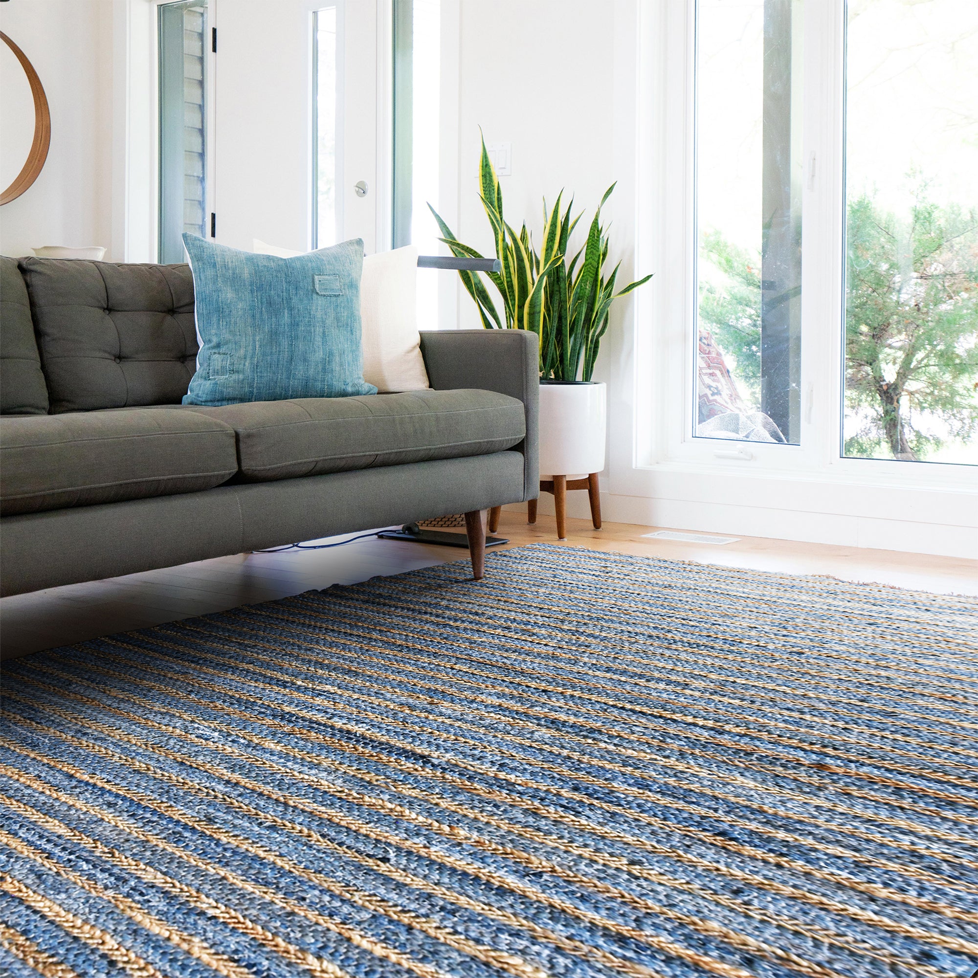 Buy rugs online @The Rug Republic - hand woven hemp denim area rug
