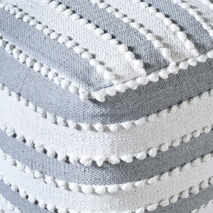 Forster Pouf, Cotton, Viscose Rag, Natural White, Grey, Pitloom, All Loop