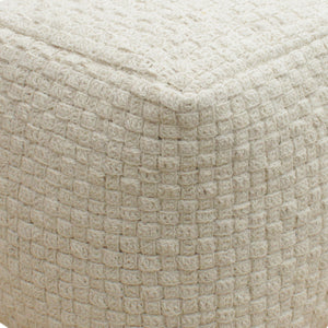 Fiskars Pouf, Wool, Natural White, Hm Knitted, Flat Weave