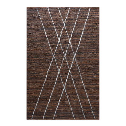 Area Rug, Bedroom Rug, Living Room Rug, Living Area Rug, Indian Rug, Office Carpet, Office Rug, Shop Rug Online, Leather, Wool, Brown, Natural White, Stripes