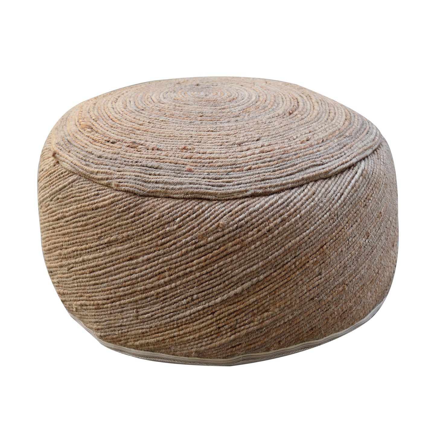 Garnet Pouf, Hemp, Natural, Hm Stitching, Flat Weave