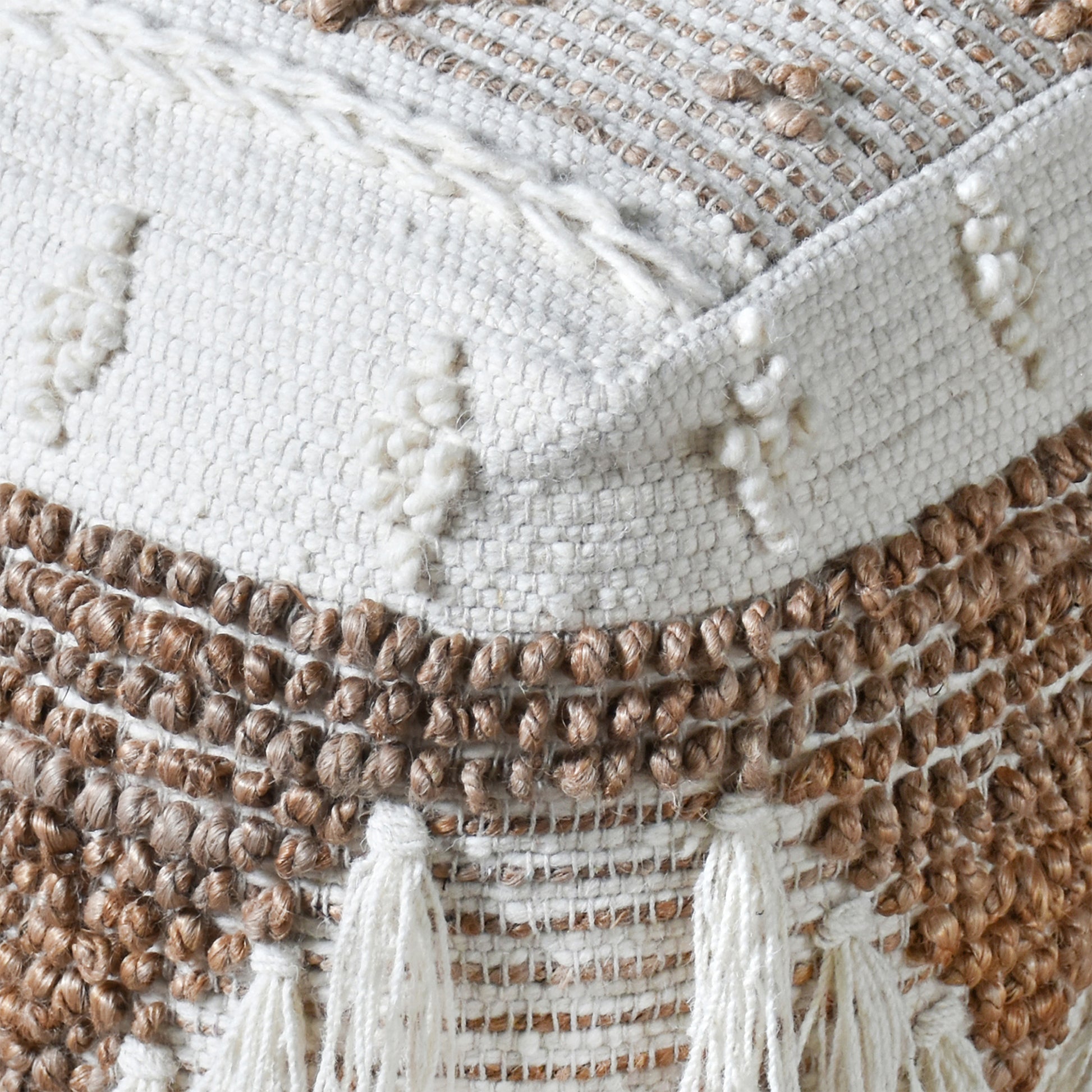Geene Pouf, Hemp, Wool, Natural,  Natural White, Pitloom, All Loop