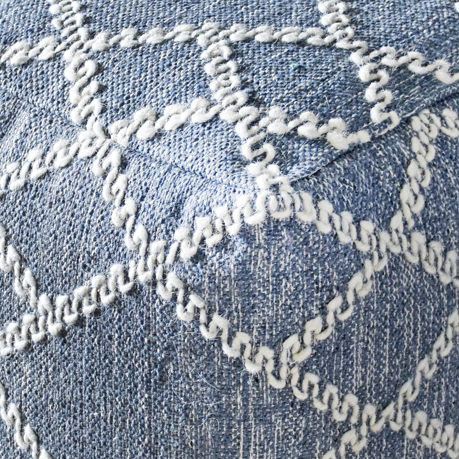 Geyne Pouf, Cotton, Wool, Grey, Natural White, Pitloom, Flat Weave