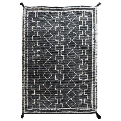 Area Rug, Bedroom Rug, Living Room Rug, Living Area Rug, Indian Rug, Office Carpet, Office Rug, Shop Rug Online, Pet, Black, Natural White, Pitloom, All Loop, Geometrical
