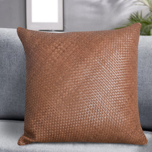 Glide Cushion, Leather, Brown, Hm Stitching, Flat Weave