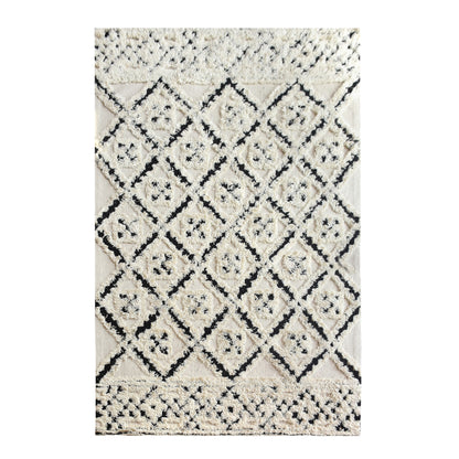 Area Rug, Bedroom Rug, Living Room Rug, Living Area Rug, Indian Rug, Office Carpet, Office Rug, Shop Rug Online, Wool, Natural White, Charcoal, Diamond