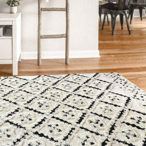 Area Rug, Bedroom Rug, Living Room Rug, Living Area Rug, Indian Rug, Office Carpet, Office Rug, Shop Rug Online, Wool, Natural White, Charcoal, Diamond