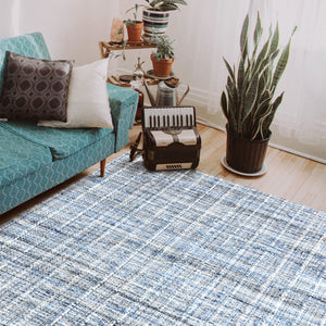 Area Rug, Bedroom Rug, Living Room Rug, Living Area Rug, Indian Rug, Office Carpet, Office Rug, Shop Rug Online, Recycled Fabric, Hemp, Blue, Pitloom, Flat Weave, Textured