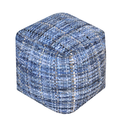 Harris Pouf, Recycled Cotton Fabric, Denim, Denim, Pitloom, Flat Weave
