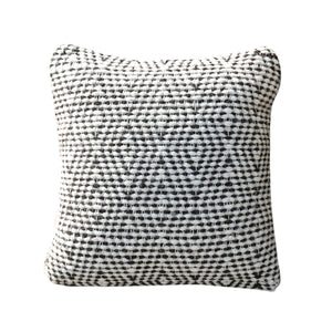 Hartney Pillow, Wool, Natural White, Charcoal, Pitloom, Flat Weave 