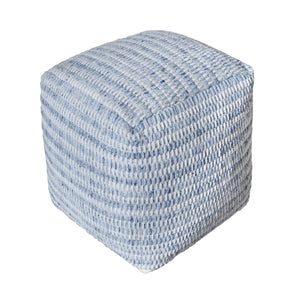 Hattem Pouf, Pet, Natural White, Blue, Hand woven, Flat Weave 