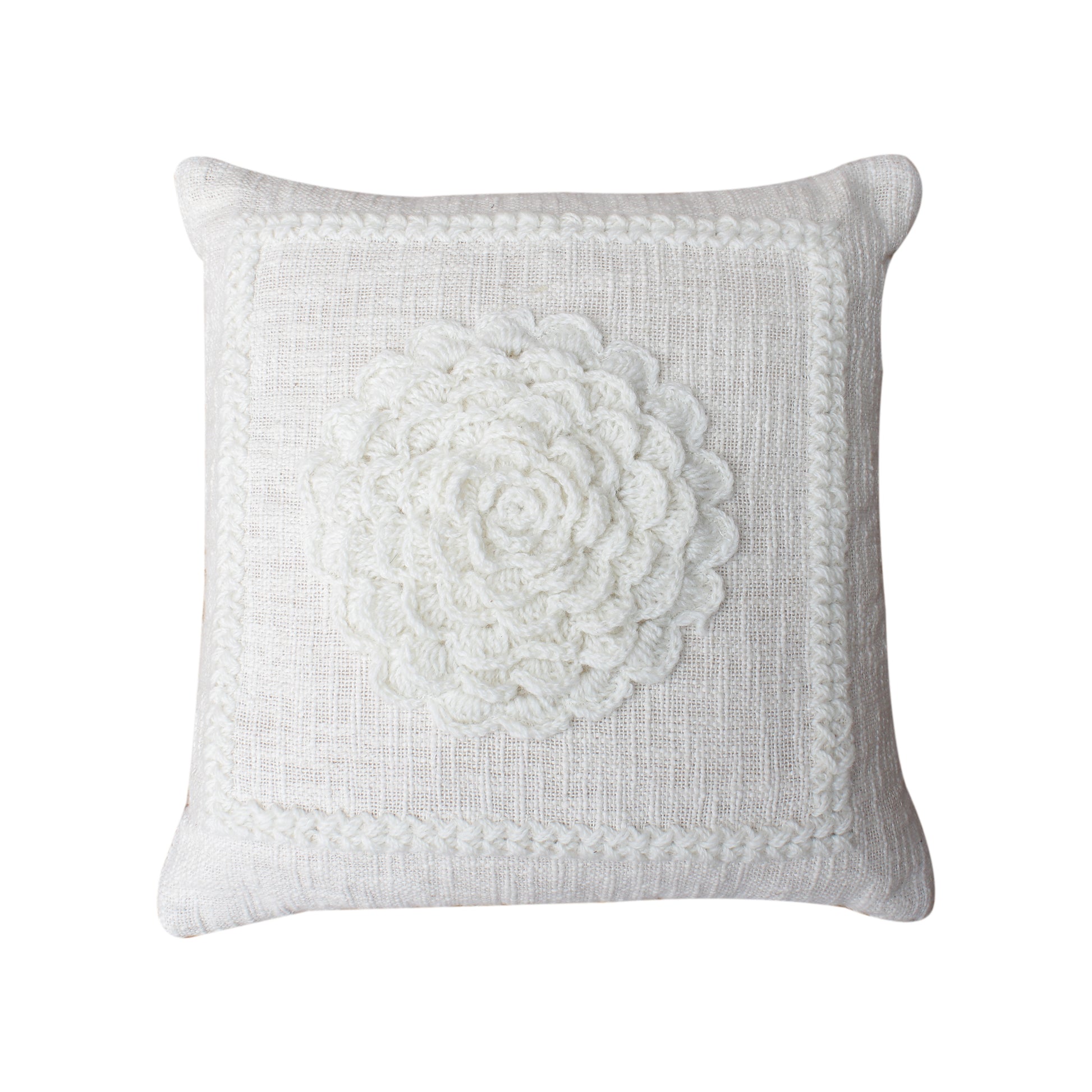 Hayees Cushion, Cotton, Nz Wool, Natural White, Hm Stitching, Flat Weave