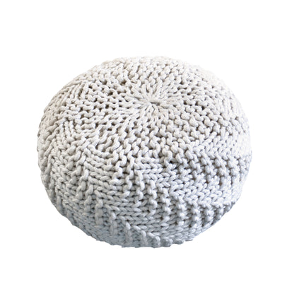 Hazel Pouf, Pet, Natural White, Hm Knitted, Flat Weave