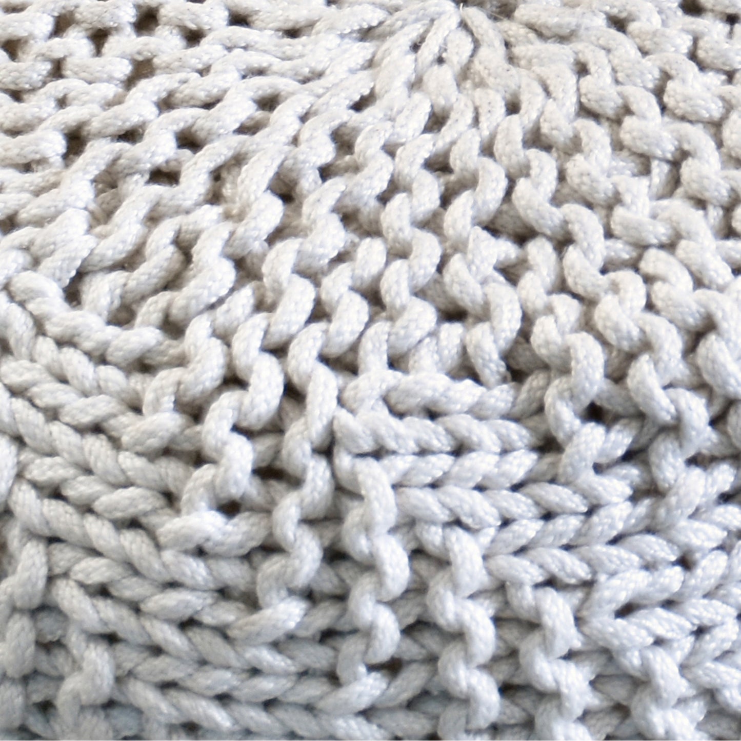 Hazel Pouf, Pet, Natural White, Hm Knitted, Flat Weave