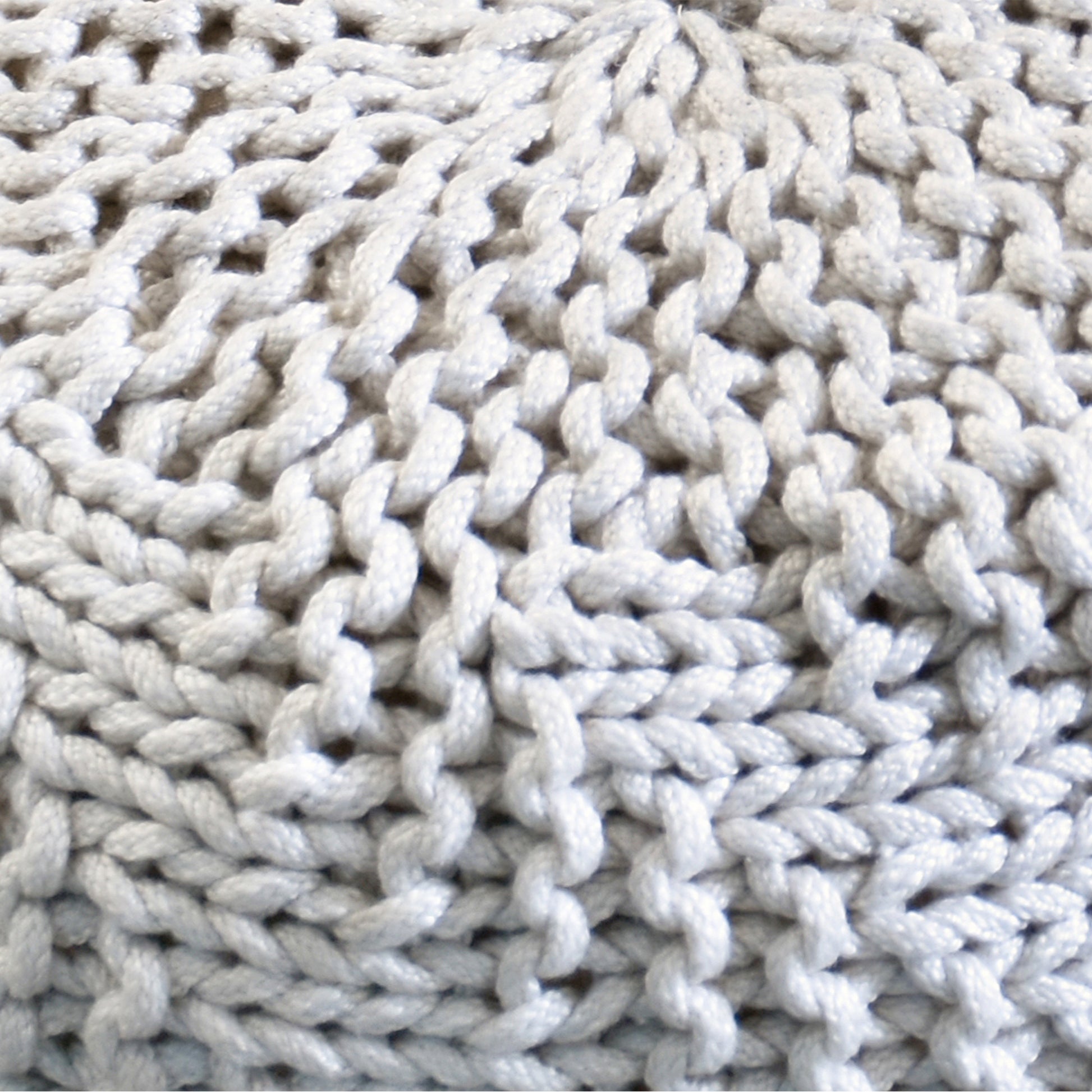 Hazel Pouf, Pet, Natural White, Hm Knitted, Flat Weave