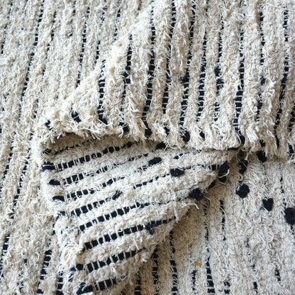 Area Rug, Bedroom Rug, Living Room Rug, Living Area Rug, Indian Rug, Office Carpet, Office Rug, Shop Rug Online, Recycled Cotton, Natural White, Charcoal, Hand woven, Cut And Loop, Geometrical