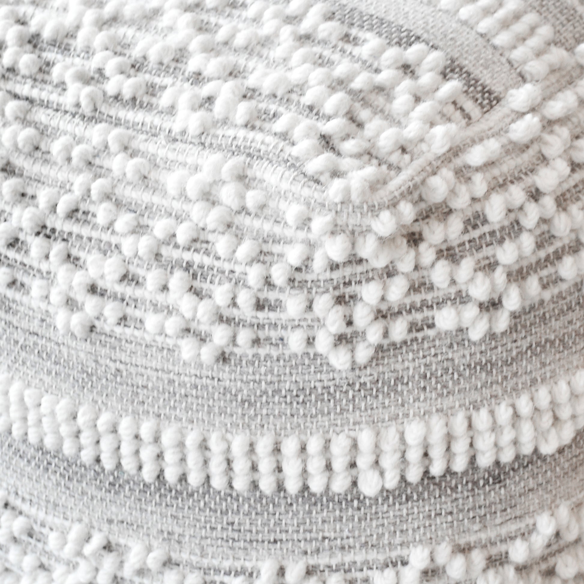 Henty-II Pouf, Wool, Natural White, Grey, Pitloom, All Loop