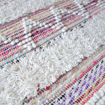 Area Rug, Bedroom Rug, Living Room Rug, Living Area Rug, Indian Rug, Office Carpet, Office Rug, Shop Rug Online, Wool, Recycled Fabric, Multi, Natural White, Pitloom, Cut And Loop, Geometrical