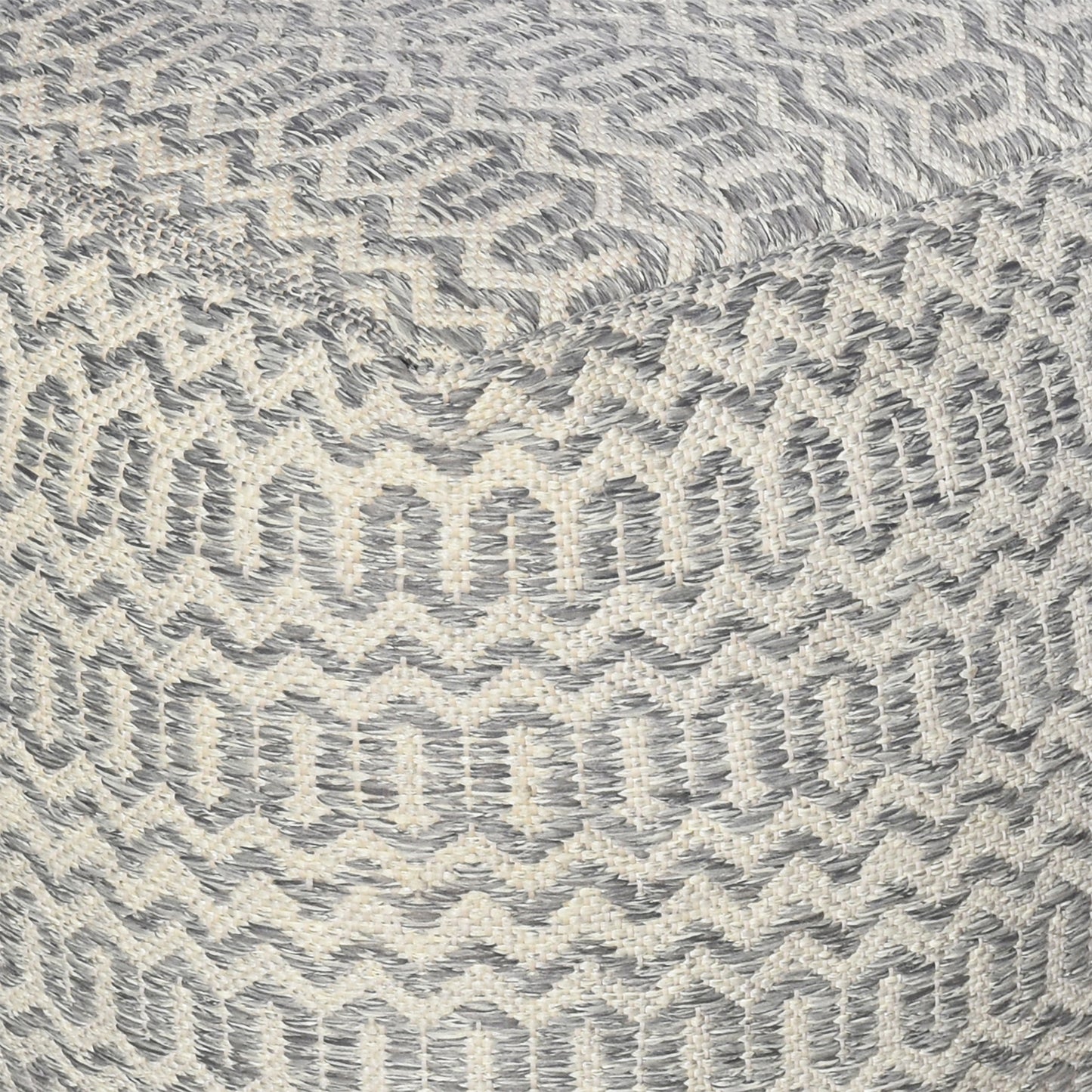 Iskar Pouf, Polypropylene, Natural White, Grey, Pitloom, Flat Weave