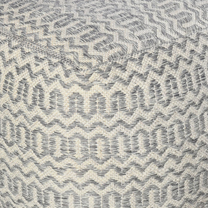 Iskar Pouf, Polypropylene, Natural White, Grey, Pitloom, Flat Weave