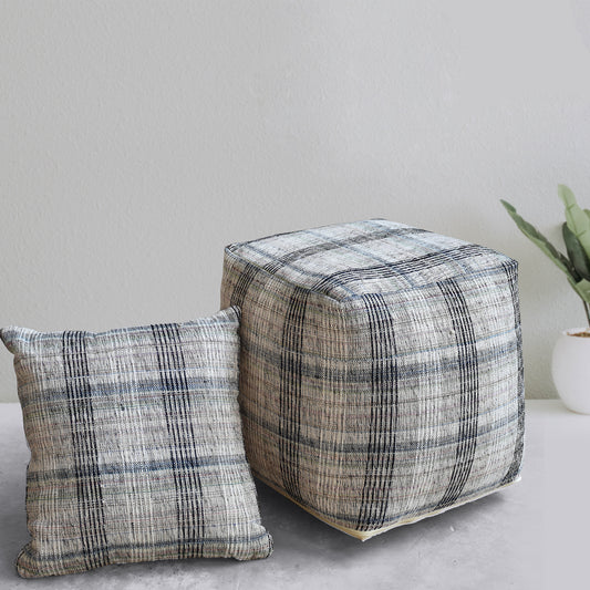 Jaime Pillow, Cotton, Lurex, Grey, Pitloom, Flat Weave