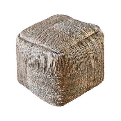 Jazzy-II Pouf, Jute, Natural, Hm Stitching, Flat Weave