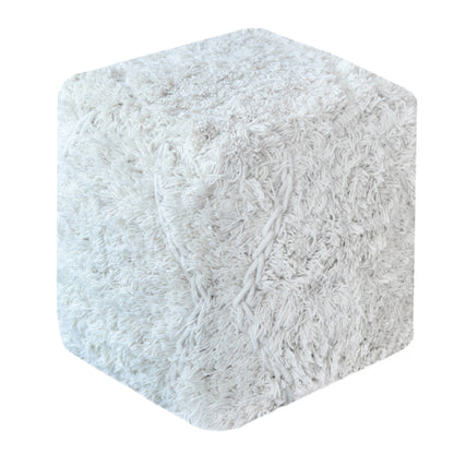 Jena Pouf, Wool, Natural White, Pitloom, All Cut