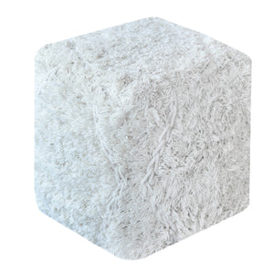 Jena Pouf, Wool, Natural White, Pitloom, All Cut