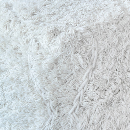 Jena Pouf, Wool, Natural White, Pitloom, All Cut