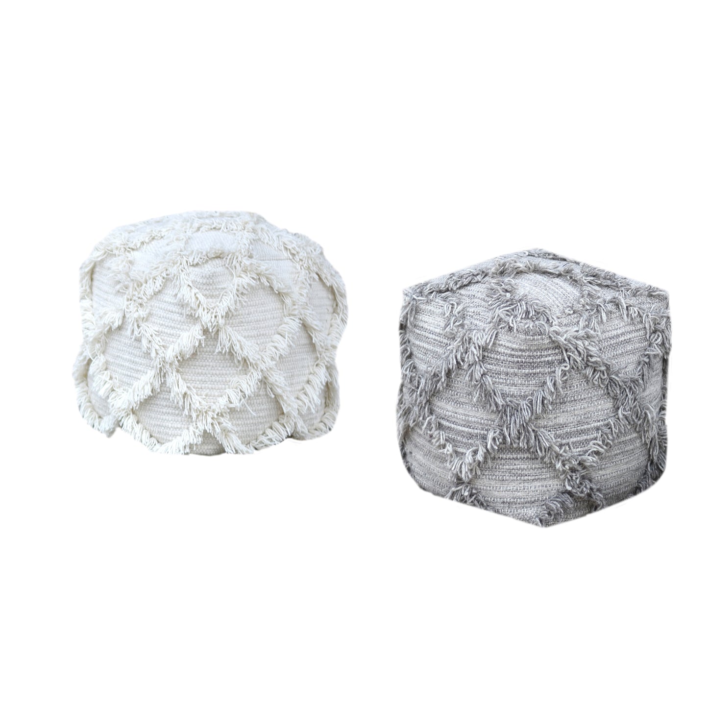 Jucar Pouf , Wool, Pitloom, All Cut 