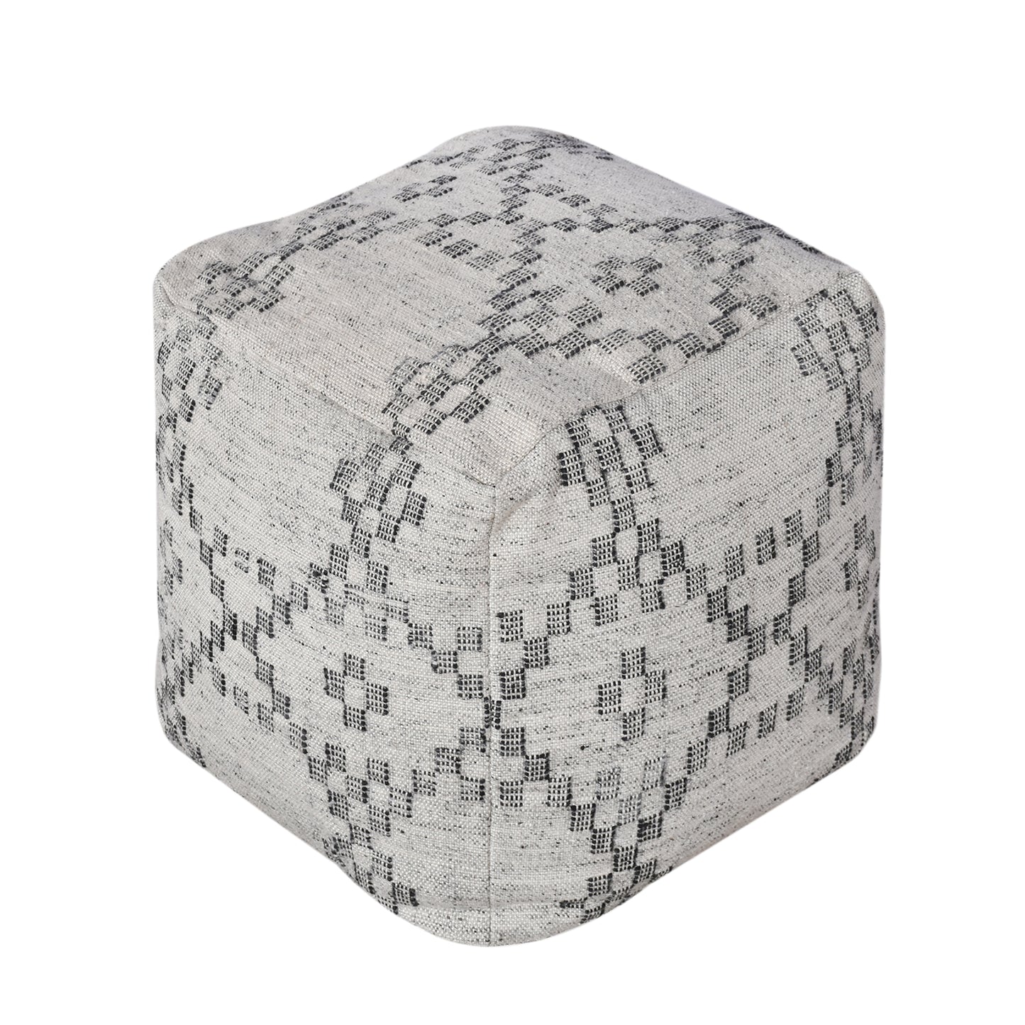 Kamla Pouf, Pet, Grey, Charcoal, Pitloom, Flat Weave 