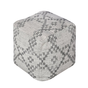Kamla Pouf, Pet, Grey, Charcoal, Pitloom, Flat Weave 