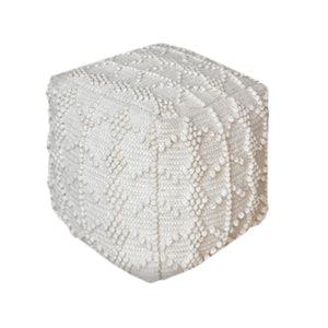 Kandos Pouf, Wool, Natural White, Pitloom, All Loop 