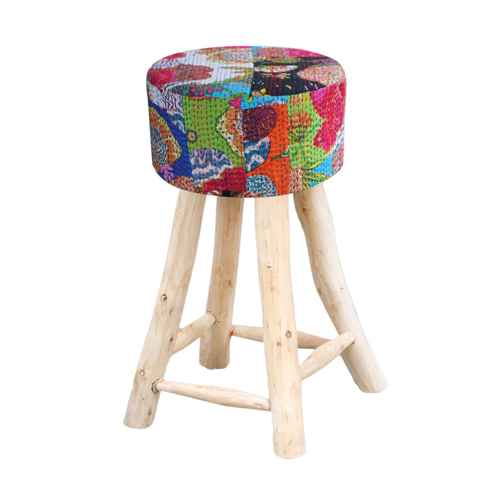 KANTHA BAR STOOL - COTTON/ RECYCLED FABRIC