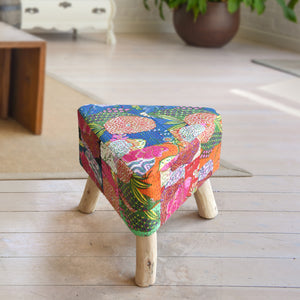 Kantha Stool, Cotton, Multi