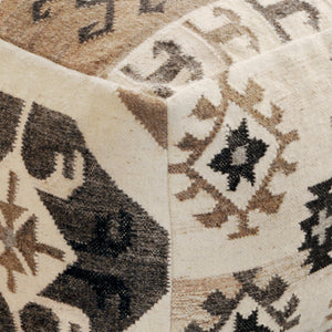 Karben Pouf , Wool, Natural, Punja, Flat Weave 