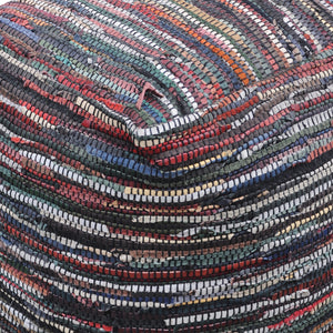 Kasas Pouf, Recycled Leather, Multi, PUNJA / FLAT WEAVE 