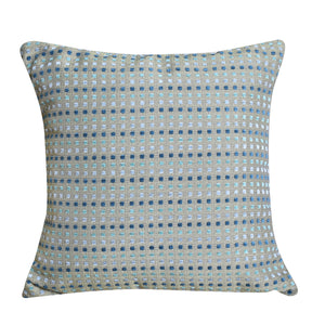 Kiato Pillow, Acrylic, Polyester, Grey, Blue, Jaquard Durry, Flat Weave