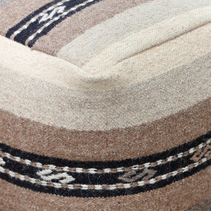 Kohla-II Pouf, Wool, Natural, PUNJA / FLAT WEAVE