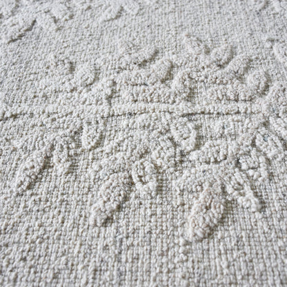 Area Rug, Bedroom Rug, Living Room Rug, Living Area Rug, Indian Rug, Office Carpet, Office Rug, Shop Rug Online, Wool, Natural White, Hand woven, All Loop, Floral