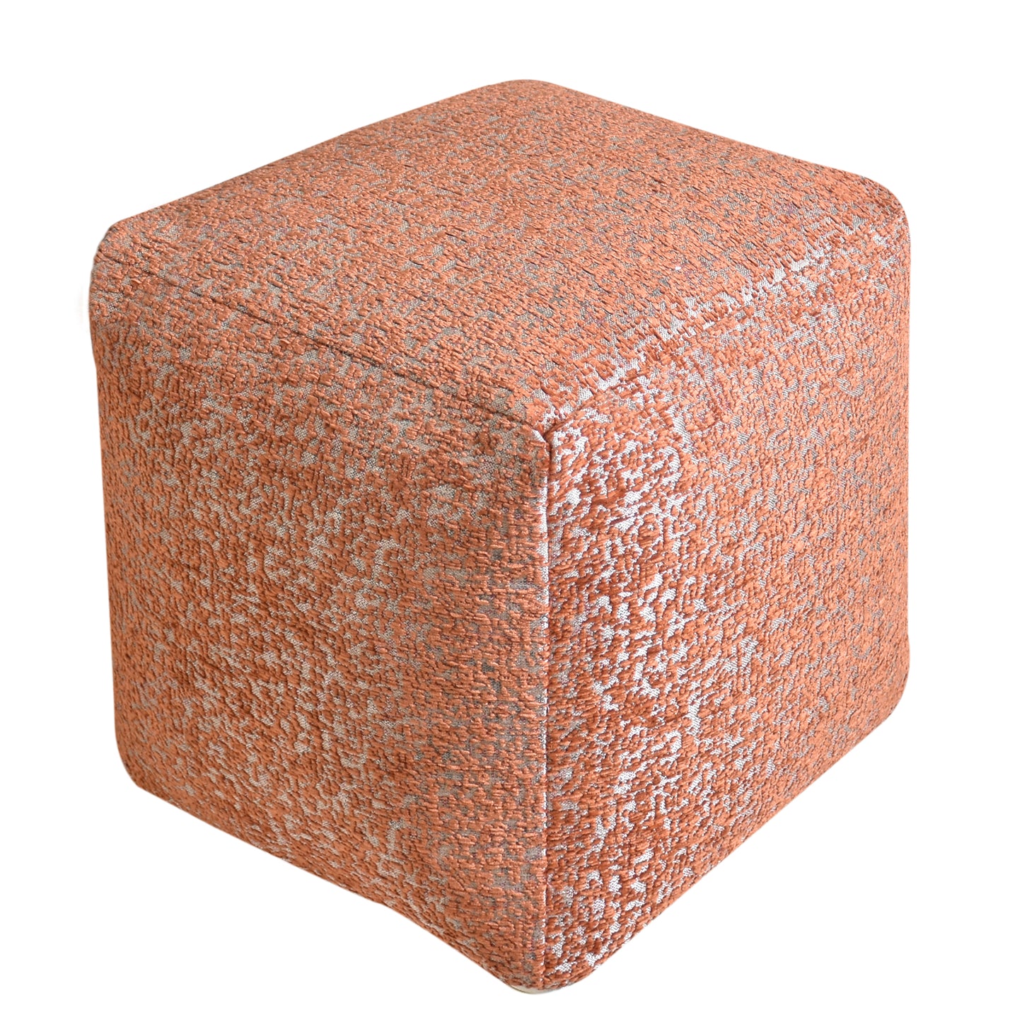 Kozani Pouf, Acrylic, Polyester, Terra, Jaquard Durry, Flat Weave 