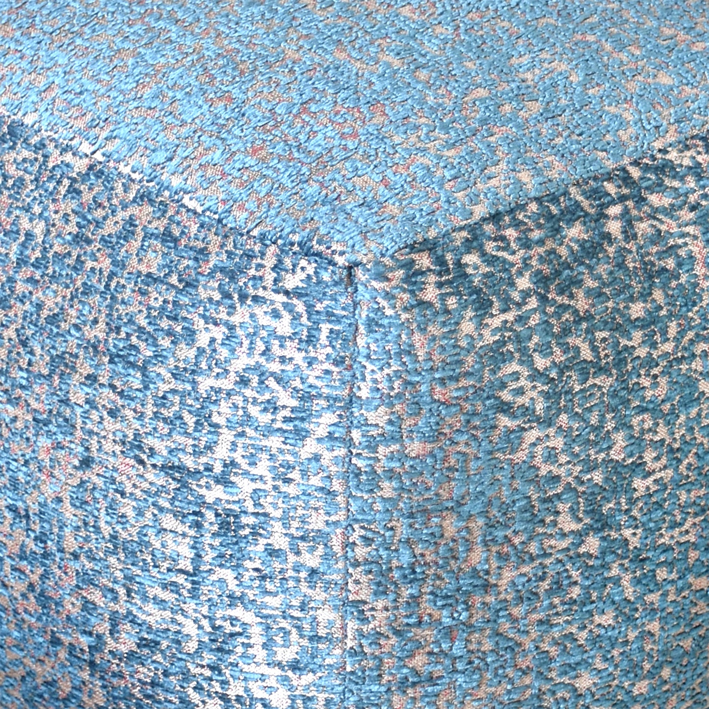 Kozani Pouf, Acrylic, Polyester, Aqua, Jaquard Durry, Flat Weave 