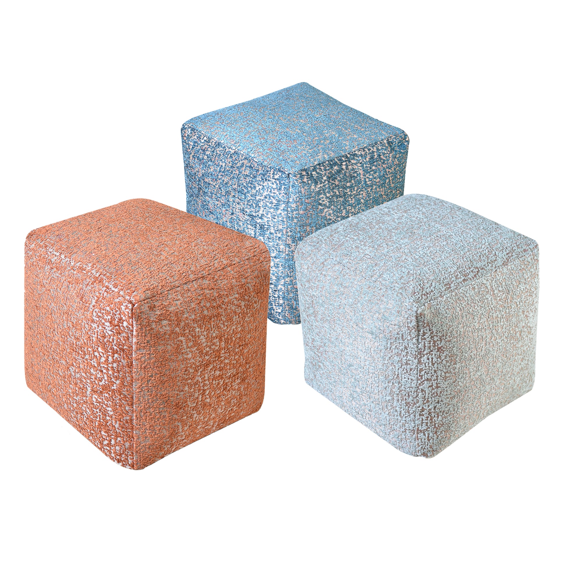 Kozani Pouf, Acrylic, Polyester, Jaquard Durry, Flat Weave 