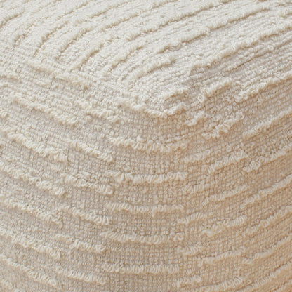 Kribul Pouf, Wool, Natural White, Hand woven, All Loop 