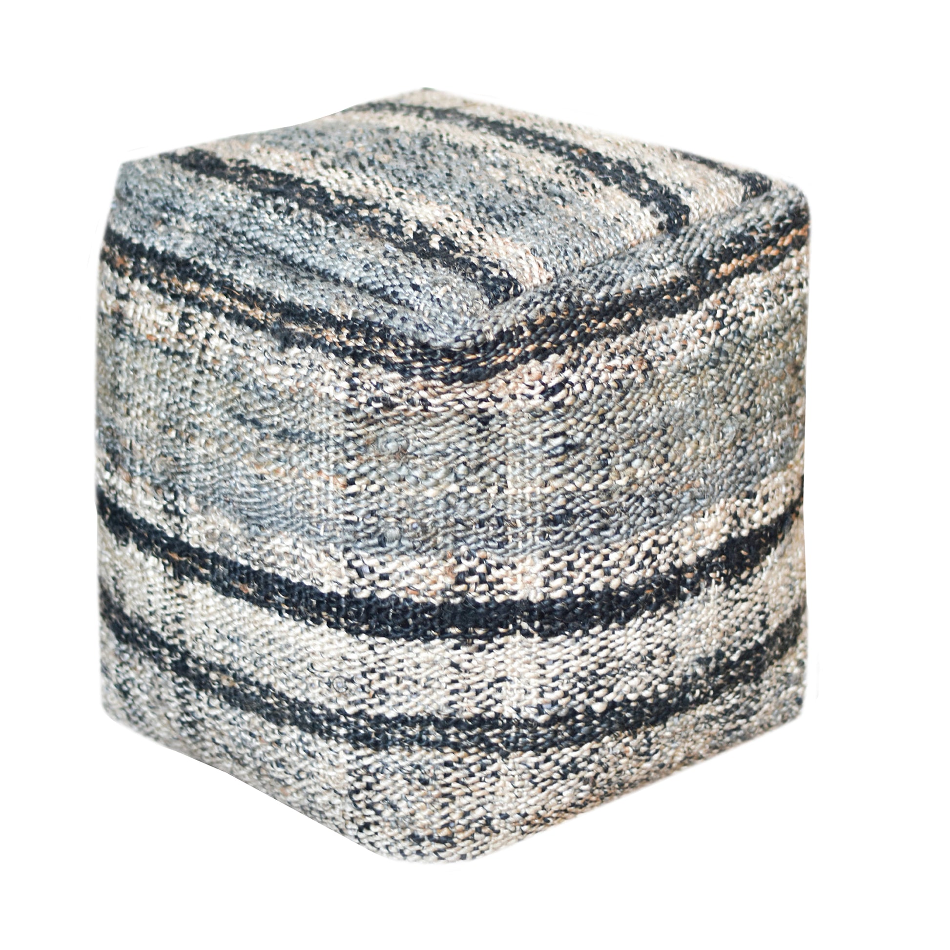 Lanciano Pouf, Hemp, Grey, Natural, Pitloom, Flat Weave 