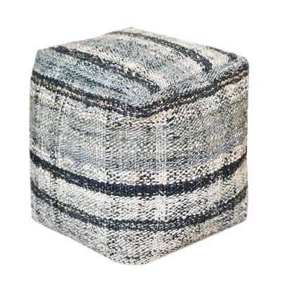 Lanciano Pouf, Hemp, Grey, Natural, Pitloom, Flat Weave 