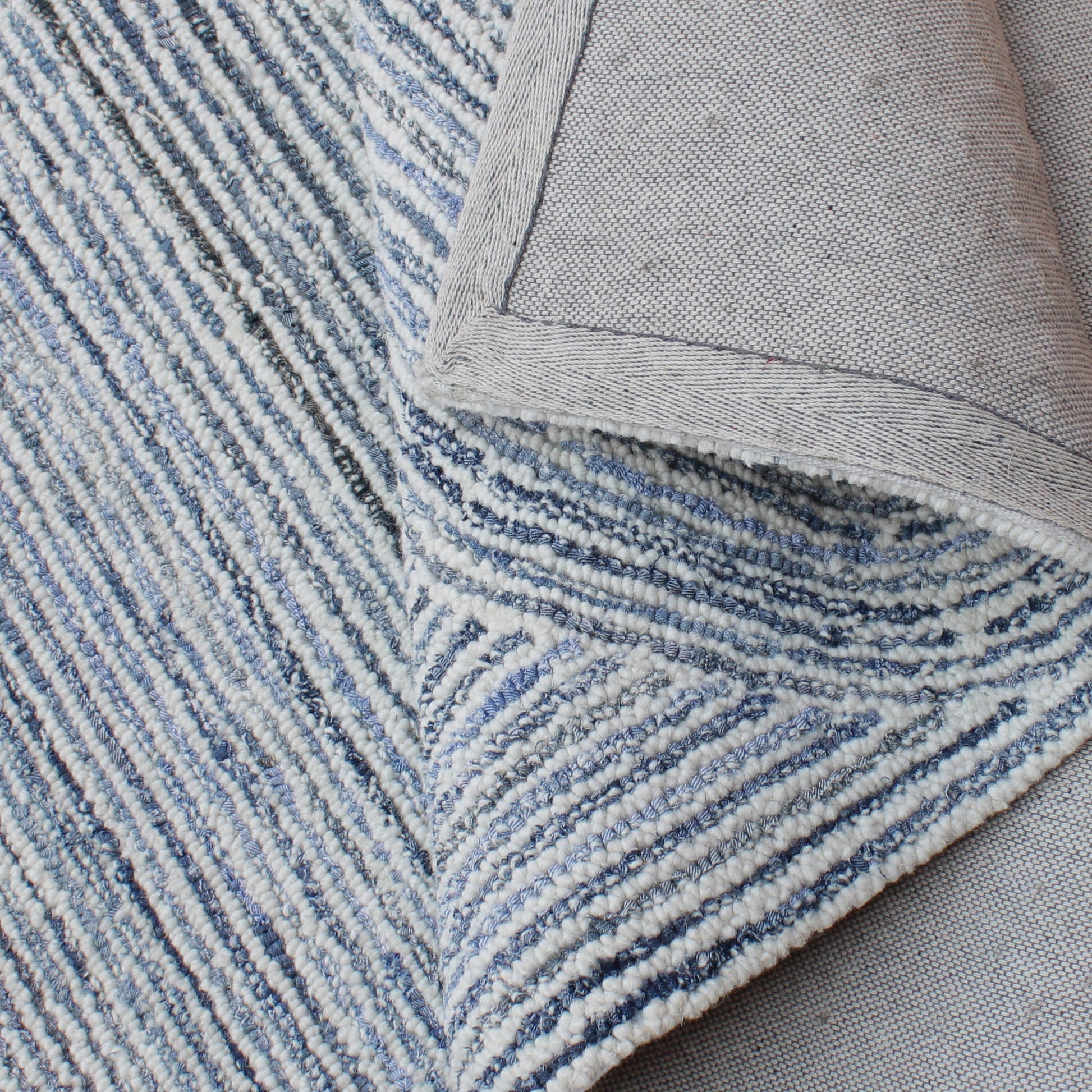 Area Rug, Bedroom Rug, Living Room Rug, Living Area Rug, Indian Rug, Office Carpet, Office Rug, Shop Rug Online, Denim, Wool, Natural White, Blue, Hand tufted, All Loop, trippy