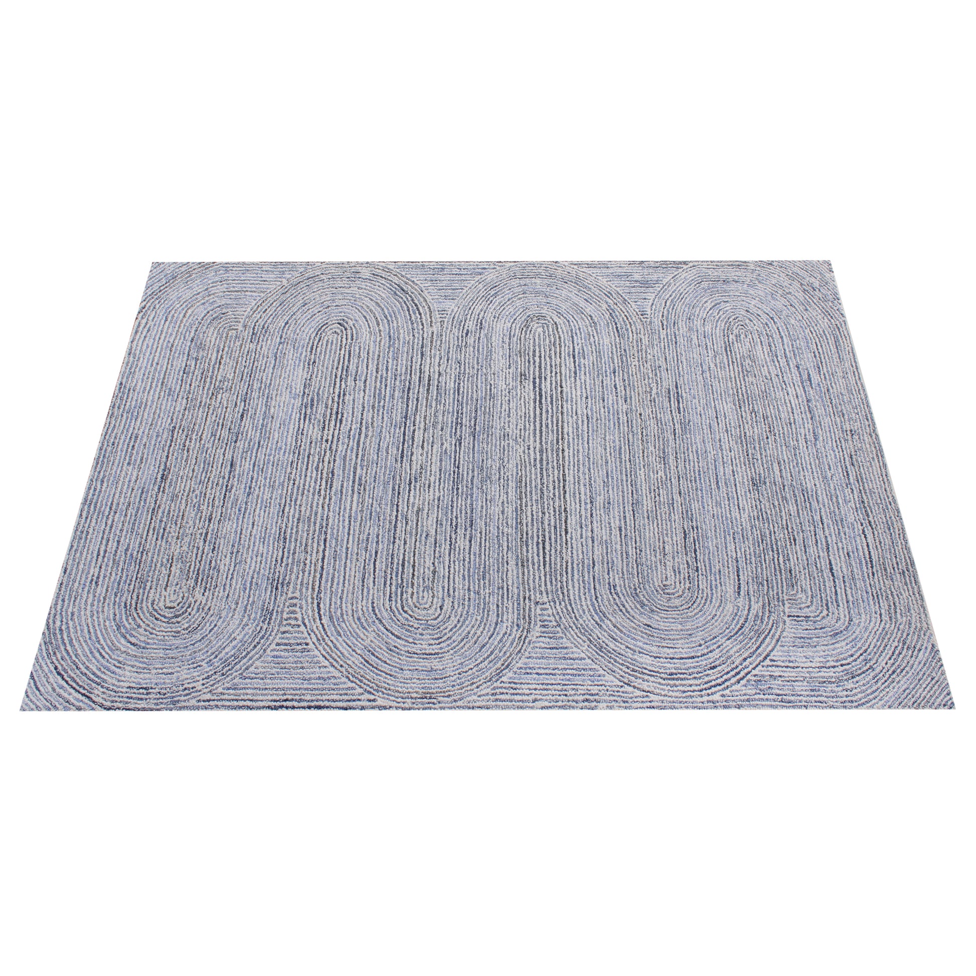 Area Rug, Bedroom Rug, Living Room Rug, Living Area Rug, Indian Rug, Office Carpet, Office Rug, Shop Rug Online, Denim, Wool, Natural White, Blue, Hand tufted, All Loop, trippy