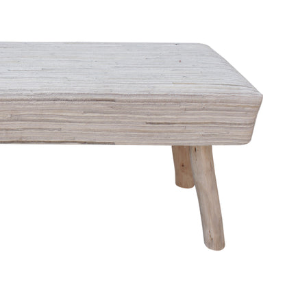 Livia Bench, Hair On Hide, Pearl, Grey, Wooden bench