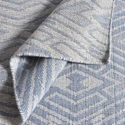 Area Rug, Bedroom Rug, Living Room Rug, Living Area Rug, Indian Rug, Office Carpet, Office Rug, Shop Rug Online, Wool, Natural White, Blue, Jaquard Durry, Flat Weave, Modern